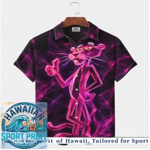 Low Poly Pink Panther Neon Laser Retro Cartoon Hawaiian Shirt