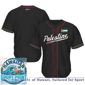 Palestine Flag Keffiyeh Pattern Black Baseball Jersey