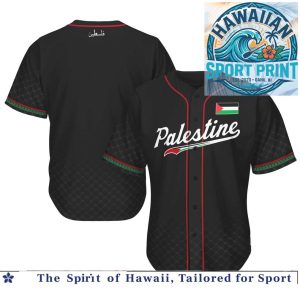 Palestine Flag Keffiyeh Pattern Black Baseball Jersey