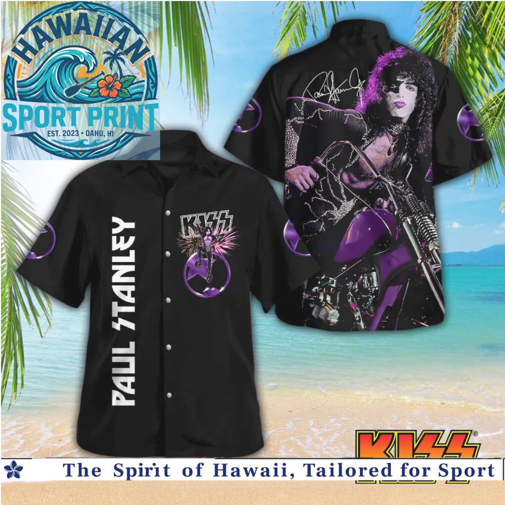 Paul Stanley KISS Rock Band Purple Motorcycle Tropical Hawaiian Shirt Beach Paul Stanley KISS Rock Band Purple Motorcycle Tropical Hawaiian Shirt Beach