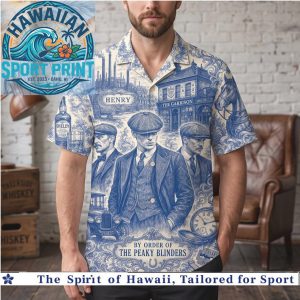 Peaky Blinders Shelby Company Limited Blue Toile de Jouy Hawaiian Shirt