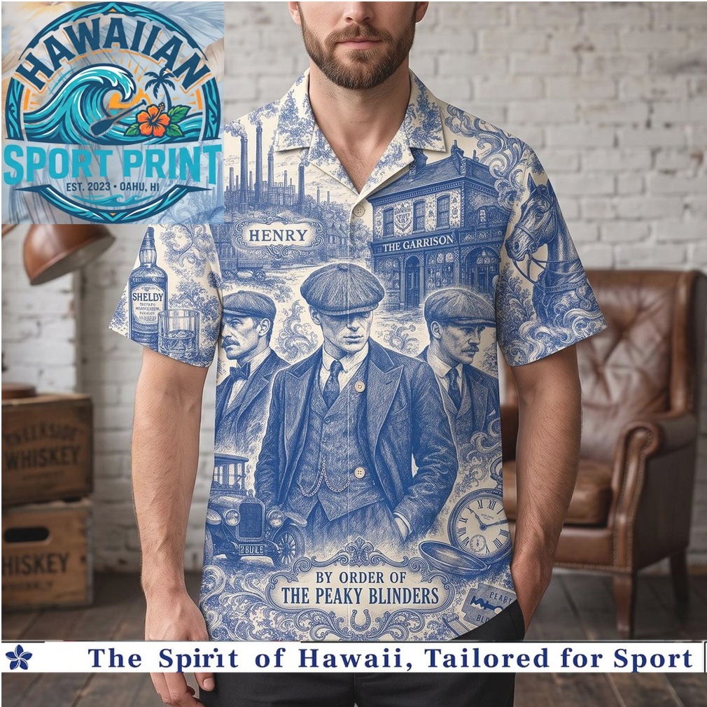 Peaky Blinders Shelby Company Limited Blue Toile de Jouy Hawaiian Shirt Peaky Blinders Shelby Company Limited Blue Toile de Jouy Hawaiian Shirt