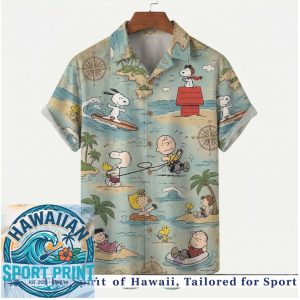 Peanuts Charlie Brown Snoopy Beach Map Tropical Summer Hawaiian Shirt
