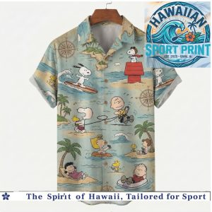 Peanuts Charlie Brown Snoopy Beach Map Tropical Summer Hawaiian Shirt