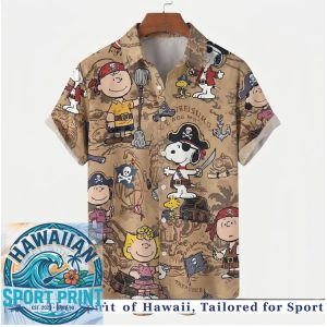 Peanuts Charlie Brown Snoopy Pirate Treasure Map Cartoon Hawaiian Shirt