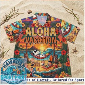 Peanuts Gang Aloha Vacation Sunset Beach Hawaiian Shirt