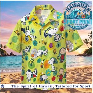 Peanuts Gang Snoopy Charlie Brown Retro Floral Hawaiian Shirt