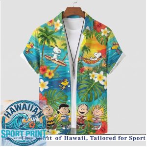 Peanuts Gang Tropical Hula Dance Summer Hawaiian Shirt