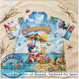 Peanuts Patriotic Snoopy Summertime Pool Hawaiian Shirt