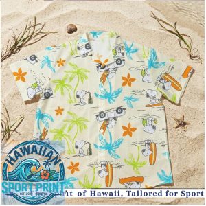 Peanuts Snoopy Car Driving Palm Trees Hawaiian Shirt