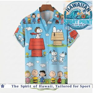 Peanuts Snoopy Characters Cute Dog Blue Hawaiian Shirt