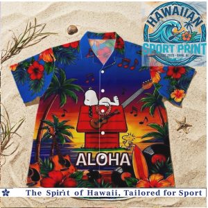 Peanuts Snoopy Doghouse Sunset Music Aloha Hawaiian Shirt