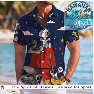 Peanuts Snoopy Music Guitar Record Player Night Hawaiian Shirt