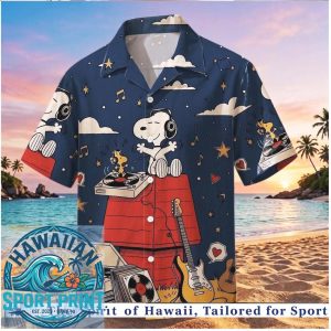 Peanuts Snoopy Music Guitar Record Player Night Hawaiian Shirt