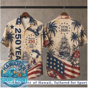 Peanuts Snoopy Pirate America Flag 250 Years Celebration Hawaiian Shirt