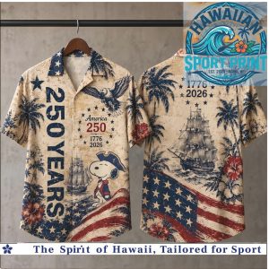 Peanuts Snoopy Pirate America Flag 250 Years Celebration Hawaiian Shirt