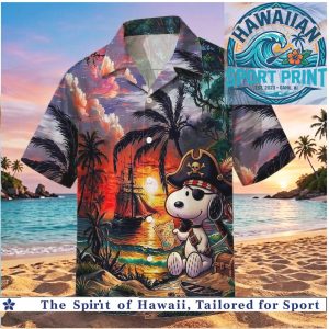 Peanuts Snoopy Pirate Treasure Map Sunset Beach Hawaiian Shirt