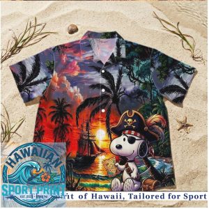 Peanuts Snoopy Pirate Treasure Map Sunset Beach Hawaiian Shirt
