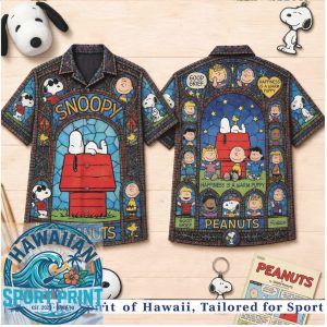 Peanuts Snoopy Stained Glass Window Comic Strip Hawaiian Shirt
