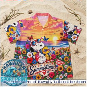 Peanuts Snoopy Summertime Picnic Floral Hawaiian Shirt