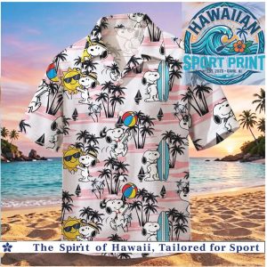 Peanuts Snoopy Sun Surfboard Tropical Beach Hawaiian Shirt