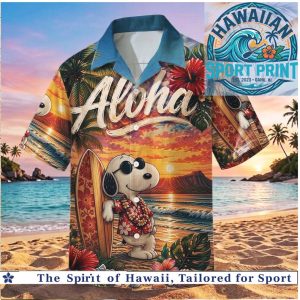 Peanuts Snoopy Sunset Surfing Aloha Hawaiian Shirt