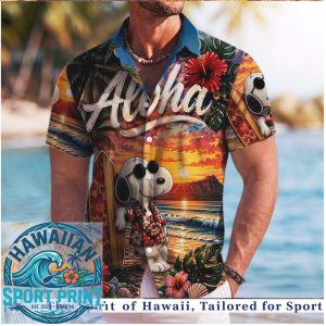 Peanuts Snoopy Sunset Surfing Aloha Hawaiian Shirt