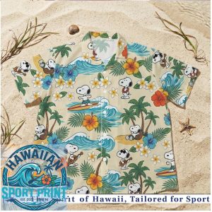 Peanuts Snoopy Surfing Floral Palm Tree Hawaiian Shirt