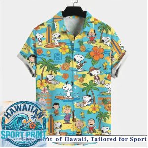 Peanuts Snoopy Tropical Surf Vacation Summer Aloha Hawaiian Shirt
