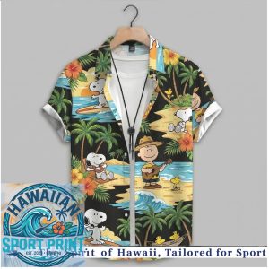 Peanuts Surfboard Snoopy Island Sunset Summer Hawaiian Shirt