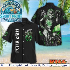 Peter Criss KISS Rock Band Green Motorcycle Summer Hawaiian Shirt Beach