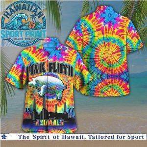 Pink Floyd Animals Pig Tie Dye Psychedelic Rock Music Hawaiian Shirt