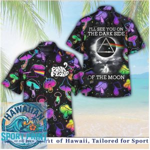 Pink Floyd Dark Side Of The Moon Mushroom Neon Tropical Hawaiian Shirt