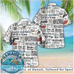 Pink Floyd Song Titles Typography Lyrics Collage Music Hawaiian Shirt
