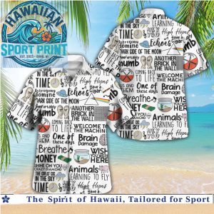 Pink Floyd Song Titles Typography Lyrics Collage Music Hawaiian Shirt