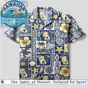 Pitbull Dog Tropical Hibiscus Flower Summer Hawaiian Shirt