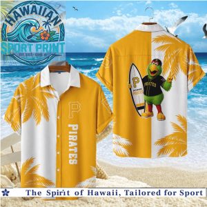 Pittsburgh Pirates Mascot Surfing Summer Tropical Hawaiian Shirt