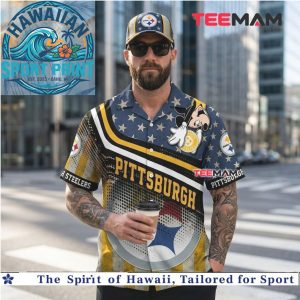Pittsburgh Steelers American Flag Mickey Mouse Hawaiian Shirt