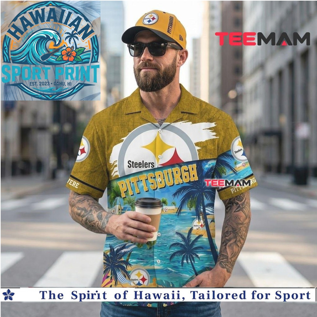 Pittsburgh Steelers Beach Sunset Palm Tree Hawaiian Shirt Pittsburgh Steelers Beach Sunset Palm Tree Hawaiian Shirt