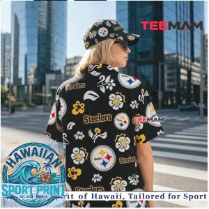 Pittsburgh Steelers Floral Pattern Team Logo Hawaiian Shirt