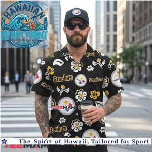 Pittsburgh Steelers Floral Pattern Team Logo Hawaiian Shirt