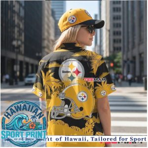 Pittsburgh Steelers Football Player Action Tropical Hawaiian Shirt