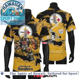 Pittsburgh Steelers Football Player Action Tropical Hawaiian Shirt