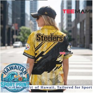 Pittsburgh Steelers Grunge Texture Stripe Sport Hawaiian Shirt