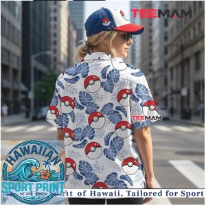 Pokeball Pattern Floral Tropical Summer Hawaiian Shirt