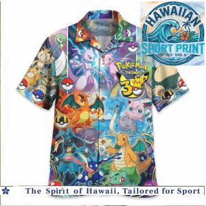 Pokemon 30th Anniversary Generation Classic Monsters Trading Card Game Hawaiian Shirt