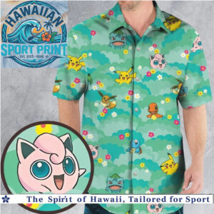 Pokemon Cute Characters Sky and Flowers Pastel Hawaiian Shirt