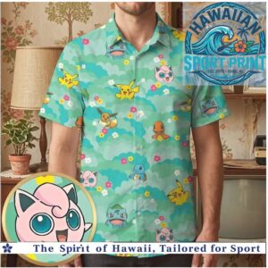 Pokemon Cute Characters Sky and Flowers Pastel Hawaiian Shirt