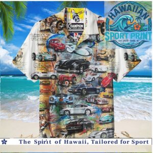 Porsche Vintage Classic Cars Retro Garage Art Hawaiian Shirt