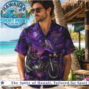 Prince Purple Rain Motorcycle Tropical Sunset Hawaiian Shirt